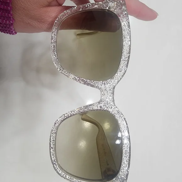 Gucci Silver Glitter Sunglasses Gucci Acetate Glitter Sunglasses GG0034S Silver 982470  main image 4